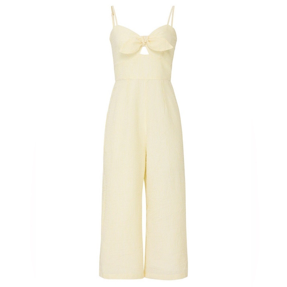 HUTCH Seersucker Jumpsuit Wide Leg Yellow White Pinstripe Savannah Size 2 ($280)